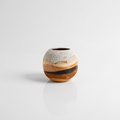 Spherical ceramic form in white and beige (small size)