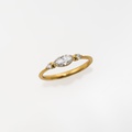 Exceptional Gold Engagement Ring With Marquise & Brilliant Diamonds