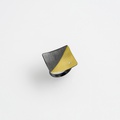 Impressive square ring in silver and gold with brilliant-cut diamond