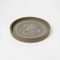 Modern round ceramic platter with rim