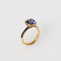 Spectacular Engagement Ring With Blue Tanzanite, Diamond & Sapphires