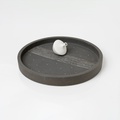 Modern round ceramic platter with rim