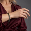 Distinct Bracelet in Silver & Gold with Pattern of Squares