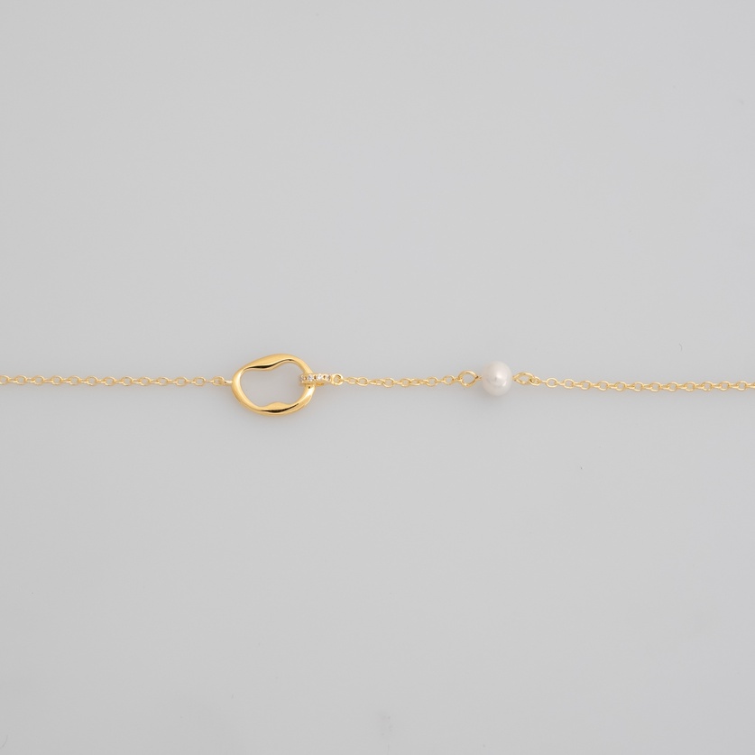 Gold-plated silver bracelet with pearl