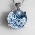 Necklace “Swan and Leda” with engraved quartz and white topaz