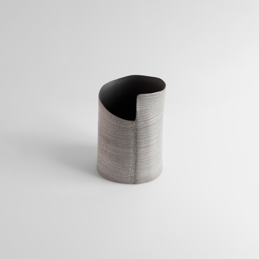 Minimal ceramic vase with a crackle-glazed surface