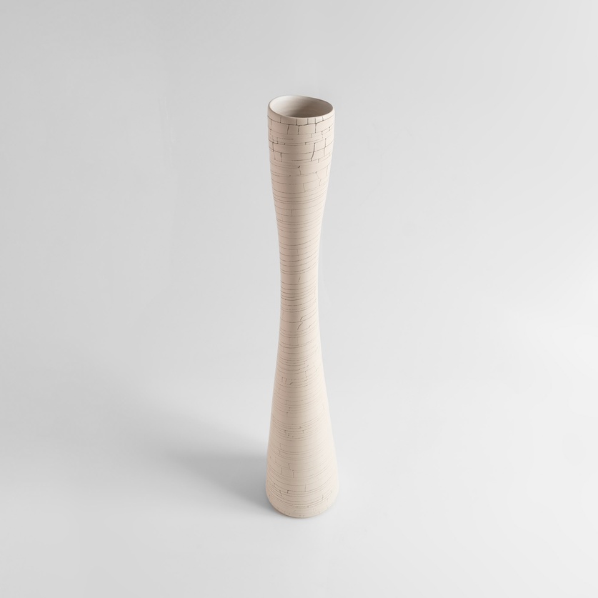 Tall ceramic vase with a crackled finish