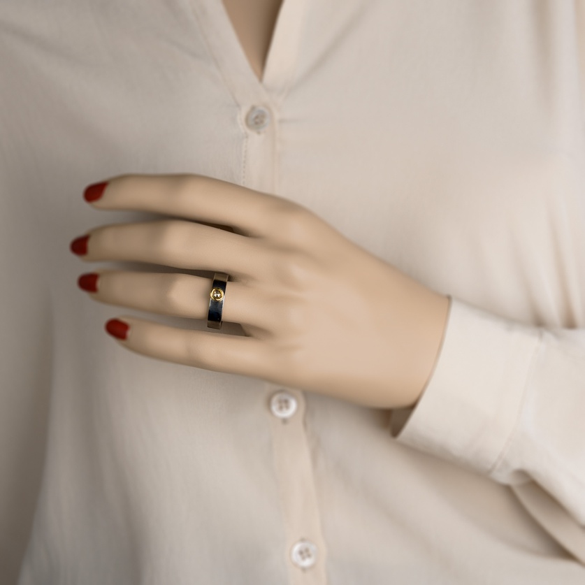 Statement rose-cut diamond ring in silver and gold