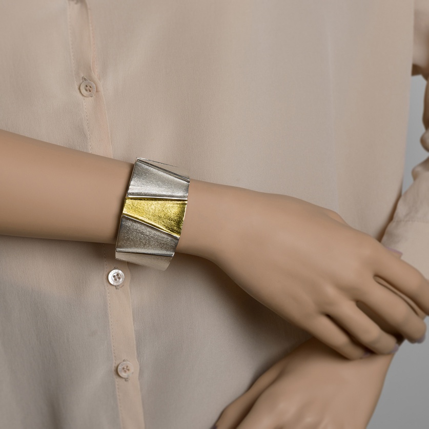 Silver and gold cuff bracelet hotsell