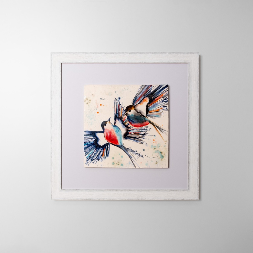 Wall piece with a pair of birds