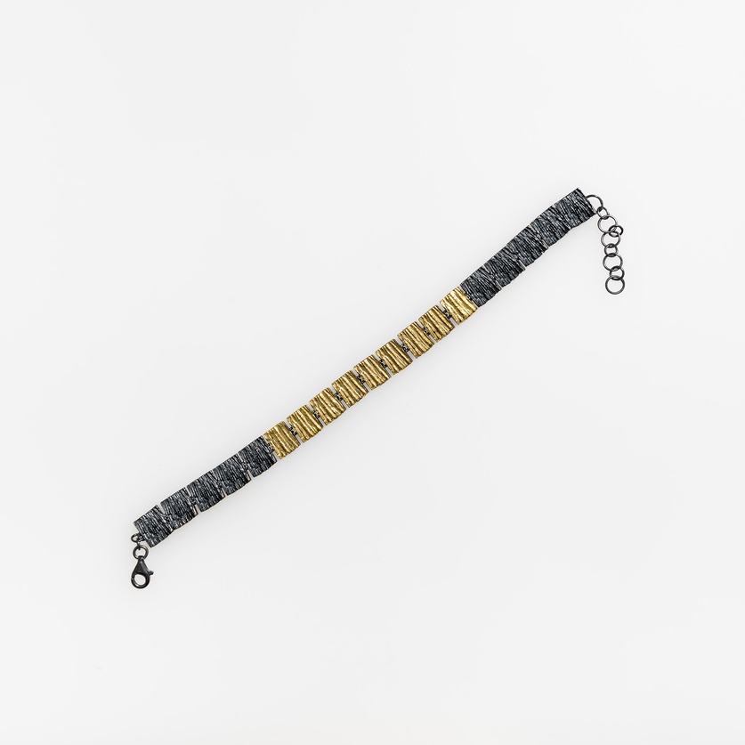 Beautiful Silver & Gold Bracelet with Square Pattern