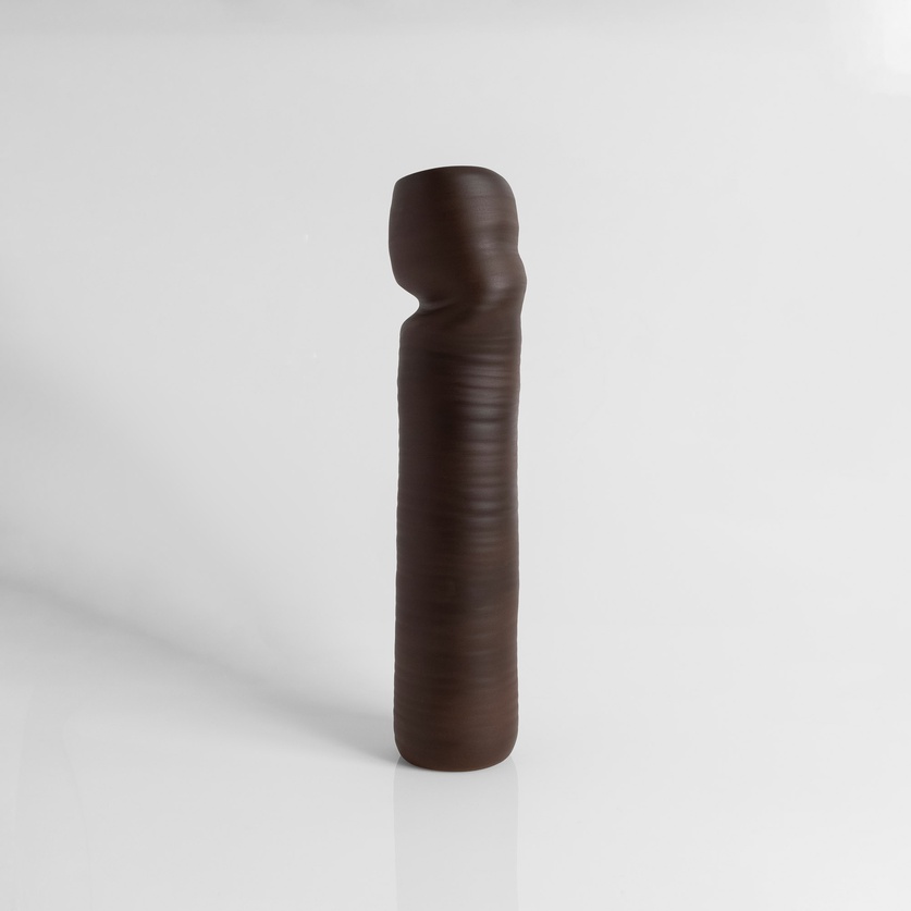 Ceramic vase with an asymmetrical cylindrical shape (large size)