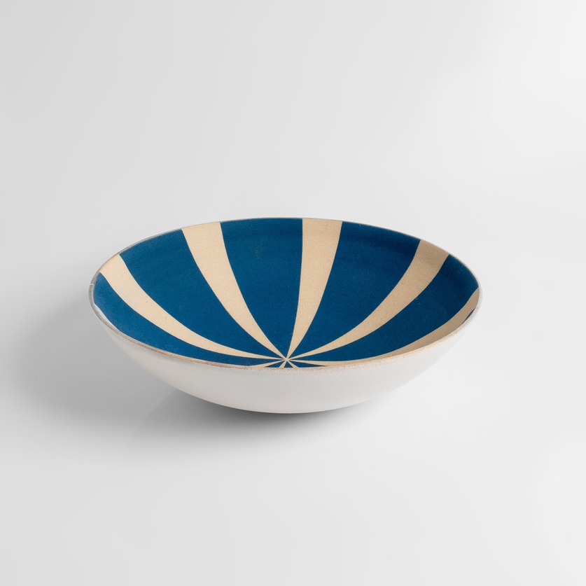 Bowl with blue and beige stripes