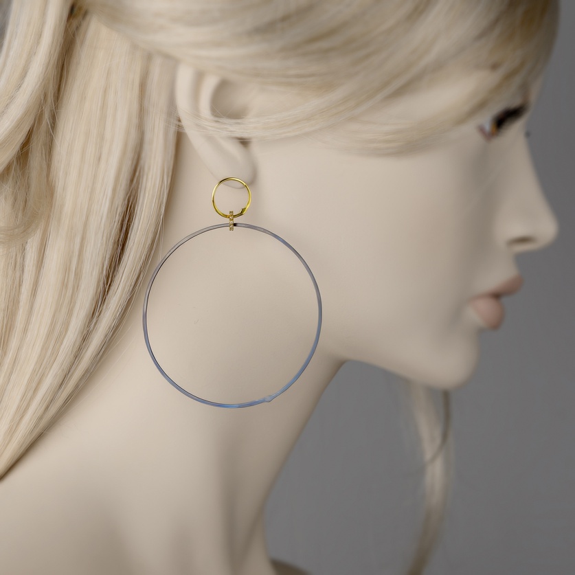 Modern double hoops in silver, gold and brilliant diamonds