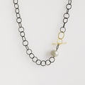 Tasteful silver necklace with K14 gold and freshwater pearl