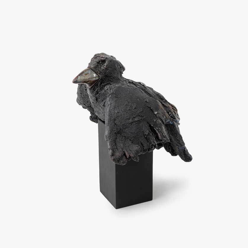 Excellent ceramic sculpture in a form of a crow