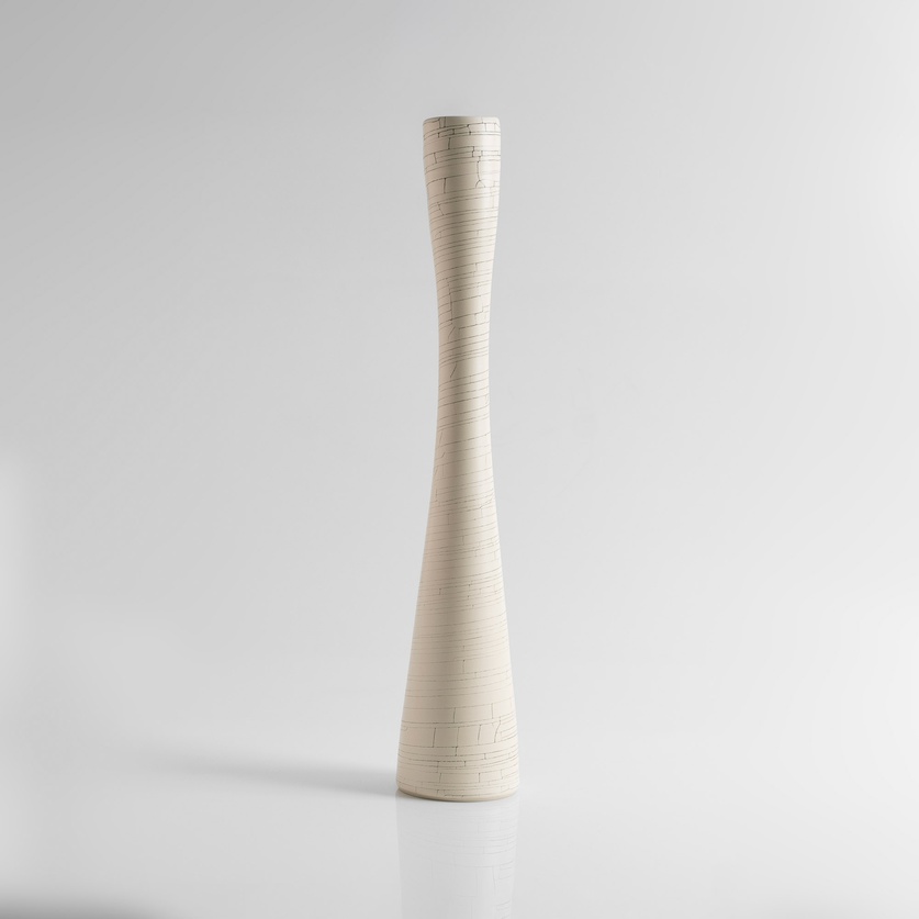 Tall ceramic vase with a crackled finish