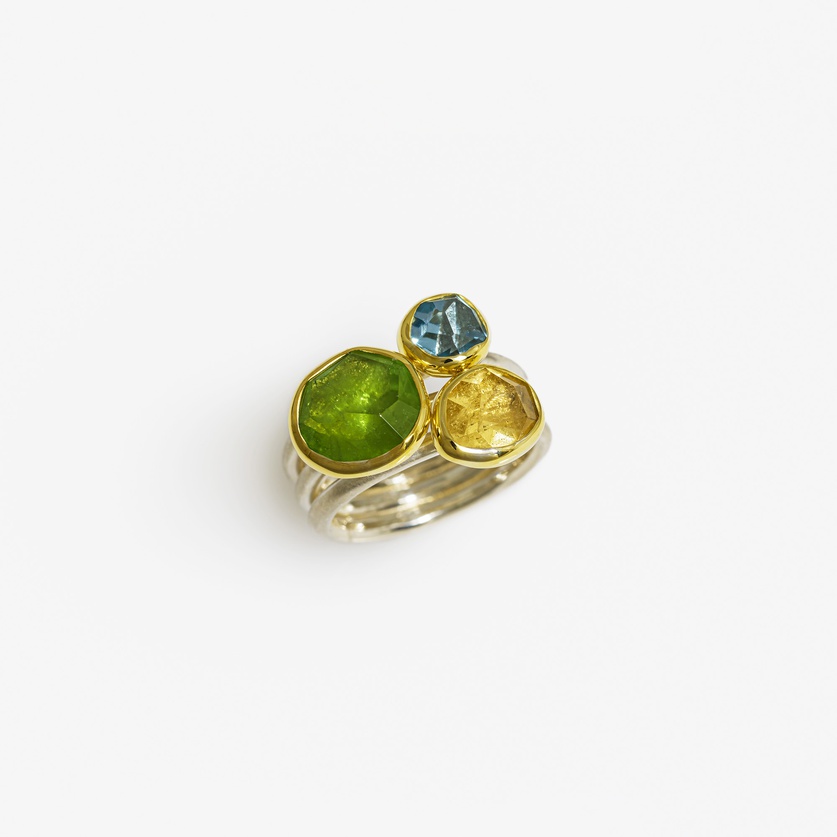 "Summer" ring with peridot, heliodor & Aquamarine