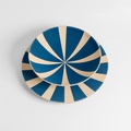 Platter with blue and beige stripes