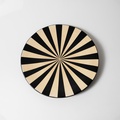 Ceramic decorative platter with black and beige stripes