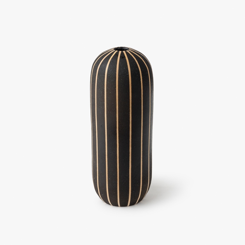 Modern ceramic decorative form with stripes