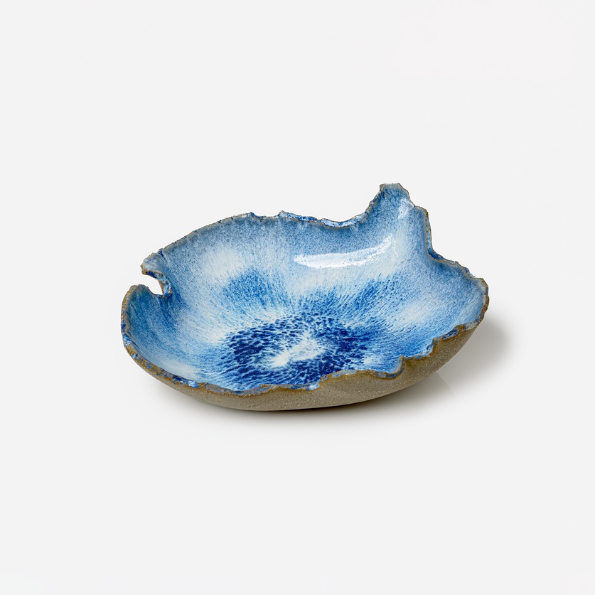 Striking blue color ceramic platter