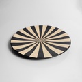 Ceramic decorative platter with black and beige stripes