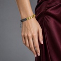 Beautiful Silver & Gold Bracelet with Square Pattern