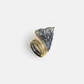 Wavy silver ring with gold inlay