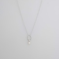 Silver necklace with pearl and zircon