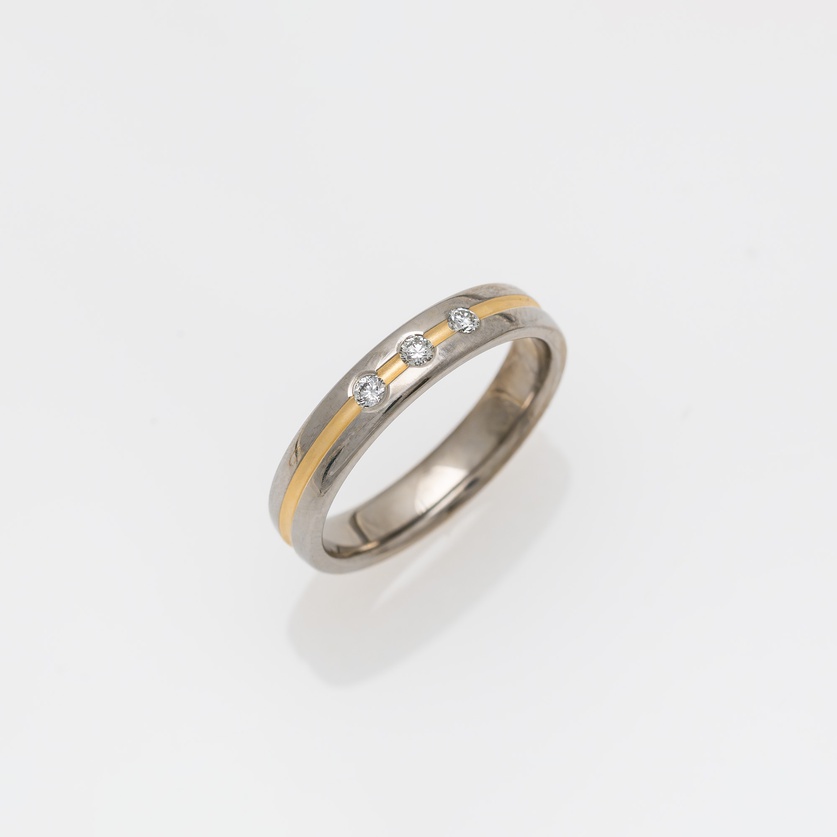 Titanium Wedding Ring With Gold & Diamonds