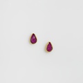 Gold "drops" earrings with ruby & quartz doublet stone