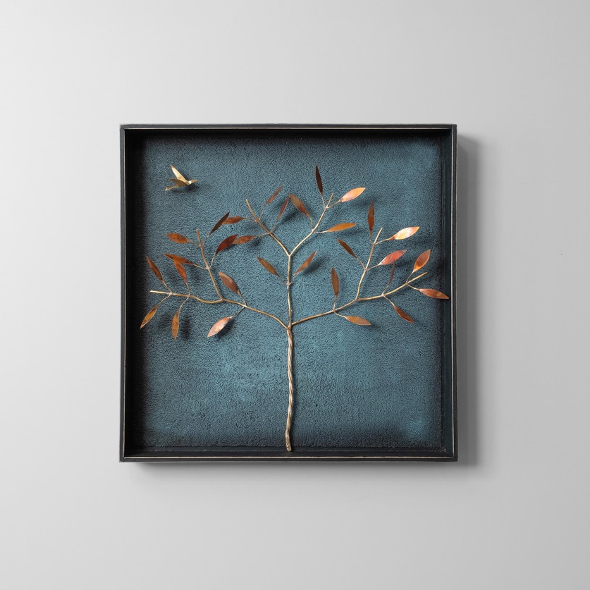Wall piece with tree and bird