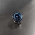 Impressive black & blue ring in titanium with diamond