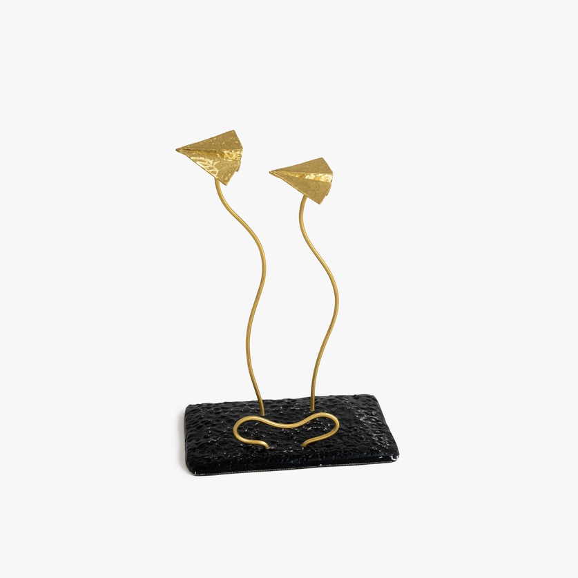 Business card holder with bronze paper planes