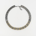 Gorgeous Necklace in Silver & Gold with Pattern of Squares