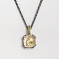 "Sun" silver and gold necklace with engraved quartz and topaz