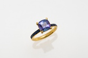 Spectacular Engagement Ring With Blue Tanzanite, Diamond & Sapphires