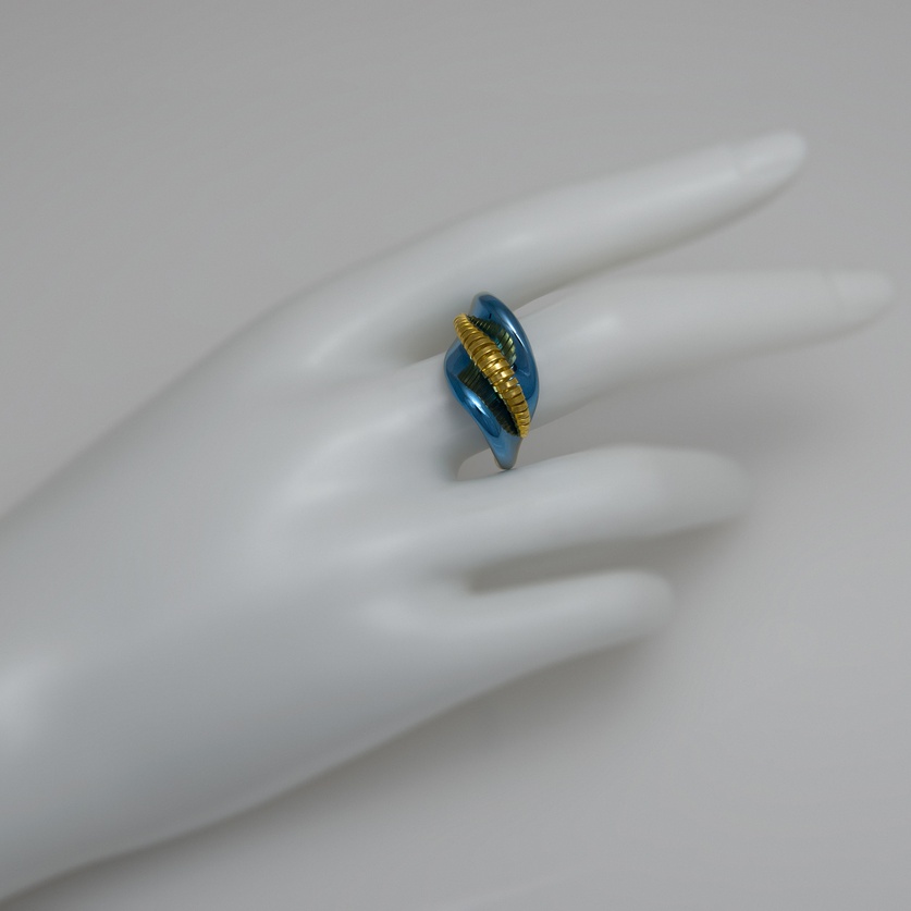 Splendid titanium ring with K18 gold