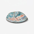 Ceramic decorative platter with white flowers