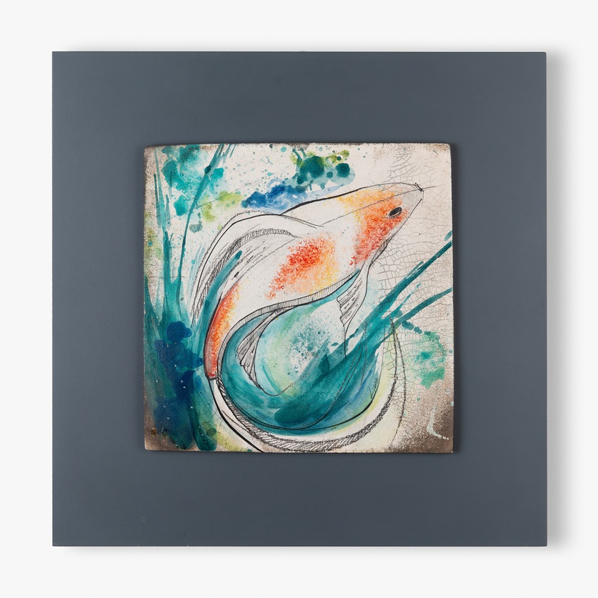 Square wall piece with Koi fish