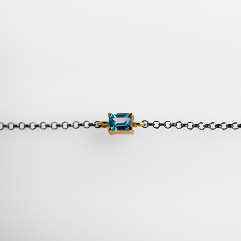 Βραχιόλι σε ασήμι και χρυσό με μπλε topaz
