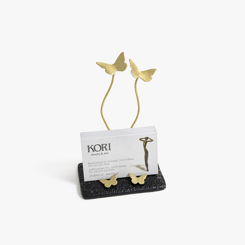 Business card holder with bronze butterflies