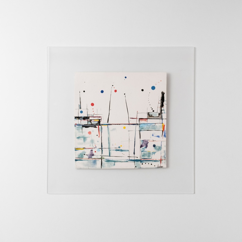Abstract Composition II – Geometric Lines and Splashes of Color