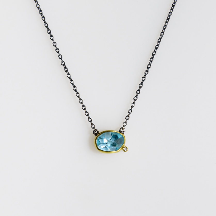 Aquamarine & diamond necklace