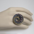 Imposing silver ring with gold inlay and rubies