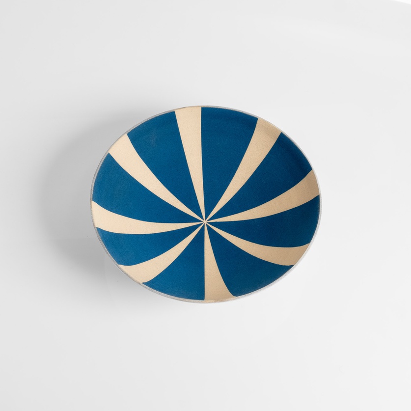 Bowl with blue and beige stripes